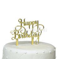 Unik Occasions Happy Birthday Acrylic Cake Topper (Gold Glitter) N7