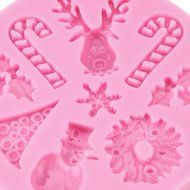 Anyana 2x Christmas Snowflake Snowman Silicone Fondant Mold Sugar Cake Decorating Tool N3