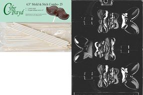 Cybrtrayd Bunny with Bow Lolly Easter Chocolate Candy Mold with 25 4.5-Inch Lollipop Sticks