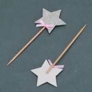 Whitelotous 10pcs Star Cake Inserted Card Decor Dessert Muffin Cupcake Toppers for Picnic Wedding Baby Shower... N14