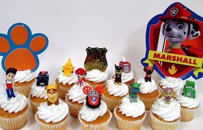 PAW PATROL 15 Piece Birthday Cupcake Topper Set Featuring Ryder and Paw Patrol Friends and Decorative Themed Accessories... N3