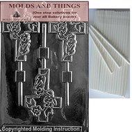 FANCY CROSS Lolly Chocolate Candy Mold With &copy; Molding Instruction + 50 Lollipop Sticks