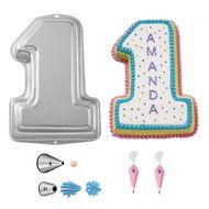 Wilton #1 Shaped Cake Pan Bundle of 5 Items: #1 Cake Pan, Decorating Tips and Decorating Bags N3