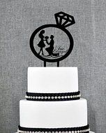Just Engaged Cake Topper - Made item with Acrylic - D-1