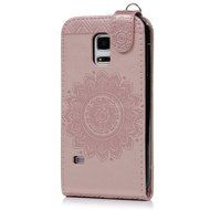 Badalink Galaxy S5 Mini Up-Down Open Folio Flip Case Kickstand Vertical PU Leather Embossed Totem Magnetic Snap... N21