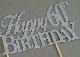 All About Details Silver Happy-60th-birthday Cake Topper