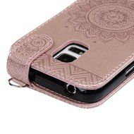 Badalink Galaxy S5 Mini Up-Down Open Folio Flip Case Kickstand Vertical PU Leather Embossed Totem Magnetic Snap... N22