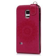 Badalink Galaxy S5 Mini Up-Down Open Folio Flip Case Kickstand Vertical PU Leather Embossed Totem Magnetic Snap... N27