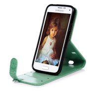 Badalink Galaxy S5 Mini Up-Down Open Folio Flip Case Kickstand Vertical PU Leather Embossed Totem Magnetic Snap... N39