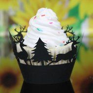 Oksale 24Pcs Christmas Hollow Lace Cup Muffin Holder Cake Paper Case Wraps Cupcake Wrapper for Wedding Birthday... N7