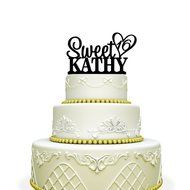 Personalized Sweet 16 Cake Topper with Heart For Birthday Glitter Gold N3