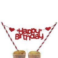 Hangnuo 1 Set DIY Cake Toppers Flags Banner Birthday Cake Flags Decoration N23