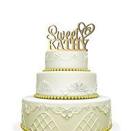 Personalized Sweet 16 Cake Topper with Heart For Birthday Glitter Gold N4