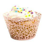 Baking Cup Cake Creazy 24pc New! Little Vine Lace Laser Cut Cupcake (Silver) N4