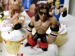 WWE 13 Piece Wrestler Rumblers Wrestling Birthday CUPCAKE Cake Topper Set Featuring 10 RANDOM WWE Rumbler Figures... N7