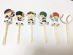 Yunko 24 PCS Cute Baseball Boy Theme Party Decorative Cupcake Toppers Cupcake Decorating Tools For Kids Birthday...