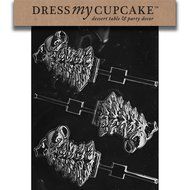 Dress My Cupcake DMCC156 Chocolate Candy Mold, Tree with Mouse Lollipop, Christmas