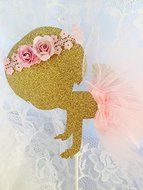 Baby Girl Ballerina Cake Topper or Cupcake Toppers N8
