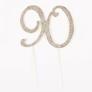 90 Cake Topper for 90th Birthday Rhinestone Number Party Supplies &amp; Decoration Ideas (Gold) N7