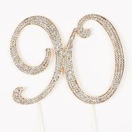 90 Cake Topper for 90th Birthday Rhinestone Number Party Supplies &amp; Decoration Ideas (Gold) N8