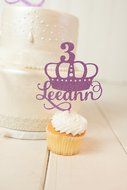 Princess Crown Birthday Cake Topper - Personalized N4