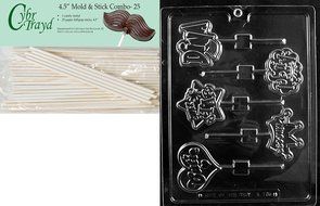 Cybrtrayd 45St25-K135 Girly Pops Diva, Princess, An Kids Chocolate Candy Mold with 25 Cybrtrayd 4.5-Inch Lollipop...