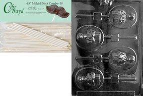 Cybrtrayd Boy Communion Lolly Chocolate Candy Mold with 25 4.5-Inch Lollipop Sticks and Exclusive Cybrtrayd Copyrighted... N6