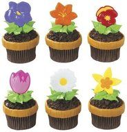 Blooming Flowers Cupcake Picks - 24 pcs