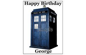 TARDIS Doctor Who Edible Image Cake topper Birthday Decoration sugar sheet Dr. Who police box party N2
