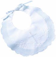 Lillian Rose Cotton Christening Baby Bib, White, 8.5&quot; x 9&quot;