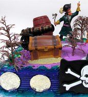 12 Piece PIRATE Yo Ho Yo Ho Birthday Cake Topper Set Featuring Random Pirate Figures and Decorative Themed Accessories N3