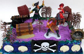12 Piece PIRATE Yo Ho Yo Ho Birthday Cake Topper Set Featuring Random Pirate Figures and Decorative Themed Accessories N4