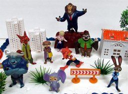 ZOOTOPIA 19 Piece Birthday Cake Topper Set Featuring Judy Hopps, Nick Wilde, Major Lionhart and Themed Decorative... N8