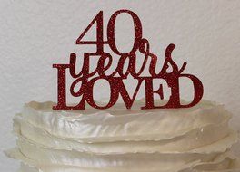 All About Details Red 40-Years-Loved Cake Topper N2
