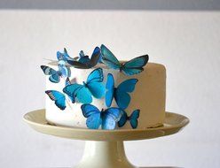 Edible Butterflies &copy; - Assorted Blue Set of 15 - Cake and Cupcake Toppers, Decoration