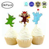 Tonnier - &hearts; Lovely Animals Series &hearts; - Zoo Set of 24 Pieces - Cake and Cupcake Toppers, Decoration N4