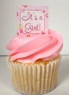CakeSupplyShop Item#24228 24pk Baby Shower Active Girl Edible Cupcake Decoration Toppers / Picks N2