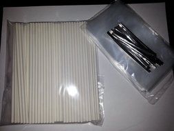 100pcs (6&quot; Lollipop Sticks + 3&quot;x5&quot; Bags + Twist Ties) for Cake Pops Lollipop Candy