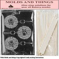 30th Lolly Numbers and Letters Chocolate Candy Mold &copy; Molding Instruction+ 25 Lollipop Sticks N2