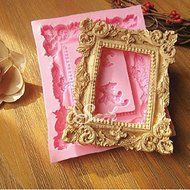 Anyana Large Mirror Frame Scroll Fondant Cake Silicone Mould Chocolate Sugarcraft Retro N2