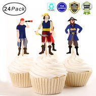Tonnier - &clubs; Fairy Tale Series &clubs; - Pirate Set of 24 Pieces - Cake and Cupcake Toppers, Decoration N3