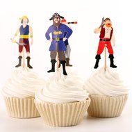 Tonnier - &clubs; Fairy Tale Series &clubs; - Pirate Set of 24 Pieces - Cake and Cupcake Toppers, Decoration N4