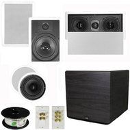 Theater Solutions 5.1 Home Theater 8" and 6.5" Speaker Set with Center, 15" Powered Sub and More TS6C8WL51SET8