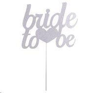 Bride To Be Silver &amp; Gold Glitter Wedding Bridal Shower Cake Topper Hen Party Favor - Gold N6
