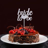 Bride To Be Silver &amp; Gold Glitter Wedding Bridal Shower Cake Topper Hen Party Favor - Gold N7