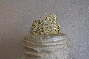 All About Details Gold 80-Years-Blessed Cake Topper N4
