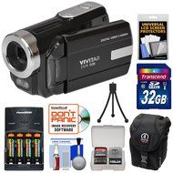 Vivitar DVR-508 HD Digital Video Camera Camcorder (Black) with 32GB Card + Batteries &amp; Charger + Case + Tripod... N2
