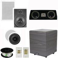 Theater Solutions 5.1 Home Theater 8" and 6.5" Speakers Set with Center 10" Powered Sub and More TS6C8WC51SET4