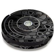 Skin Decal Vinyl Wrap For IRobot Roomba 650 655 Vacuum / Black Silver Design