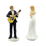 LingStar Love Romantic Guitar Bride and Groom Wedding Cake Topper Proposal Couple Figurine Resin Decoration